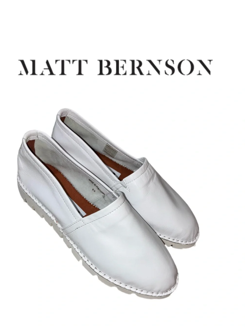 Matt Bernson White Leather Espadrilles